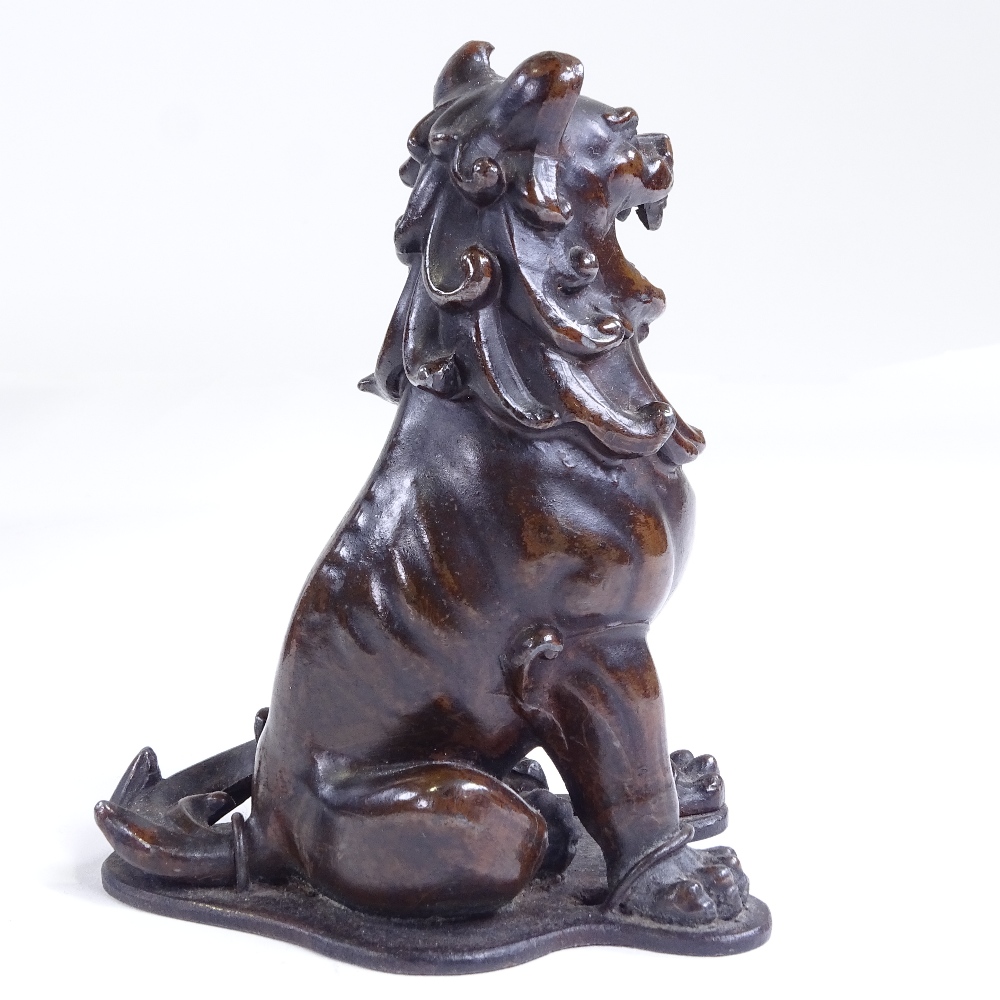 A 19th century Chinese patinated bronze Dog of Fo, height 13.5cm Good condition. - Image 2 of 3