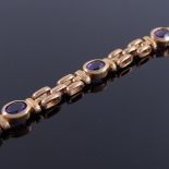 A 9ct rose gold amethyst gate link bracelet, bracelet length 19cm, 17.9g Good original condition,