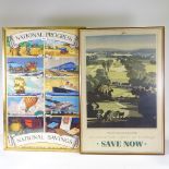 2 original National Savings Committee poster prints, designed by Rowland Hilder and Lawrence