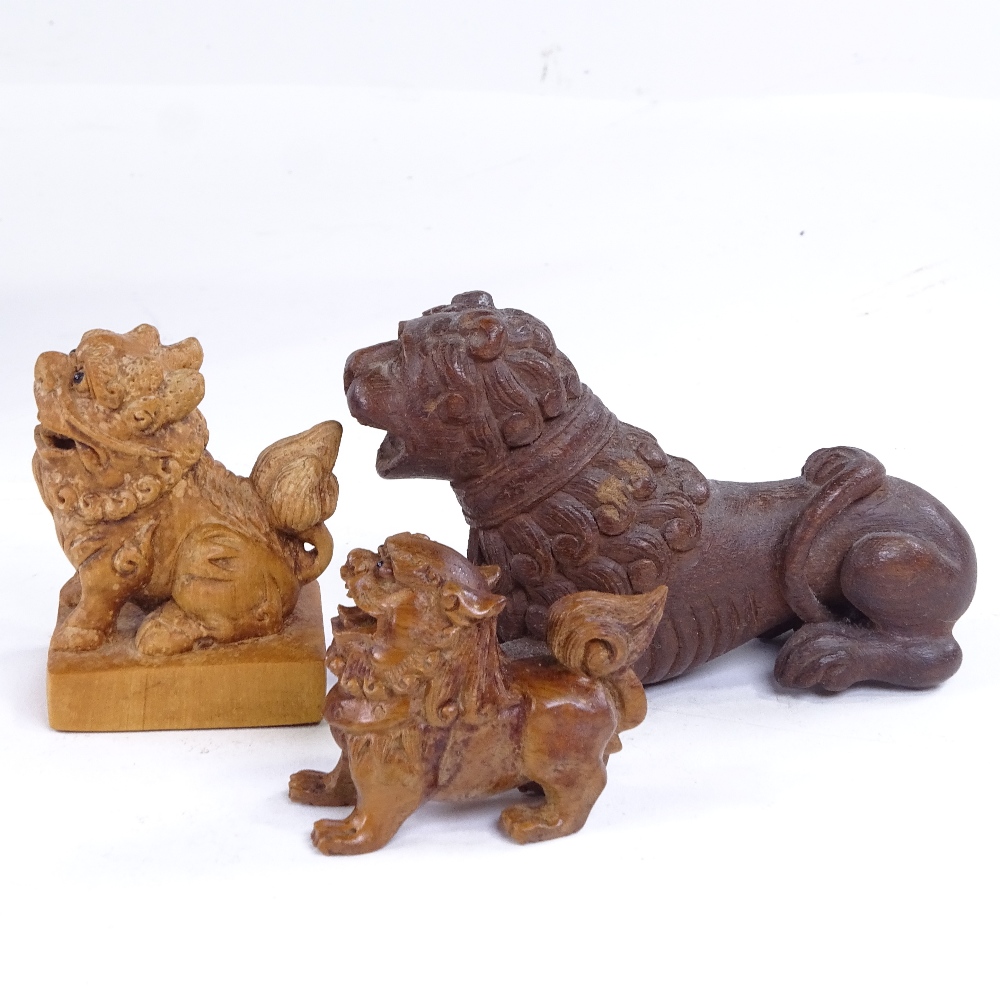 5 Japanese carved wood dragon figures and netsuke, largest length 9.5cm (5) - Image 2 of 3