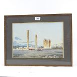 Greek School, watercolour, temple ruins, indistinctly signed, 9.5" x 12.5", framed Good condition