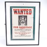 Wanted For Sabotage, The Squanderbug Alias Hitler's Pal, original National Savings Committee poster,