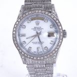 ROLEX - an 18ct white gold Oyster Perpetual Day-Date automatic wristwatch, ref. 18238, circa 1993,