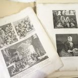 Folder of prints and drawings, including Hogarth engravings
