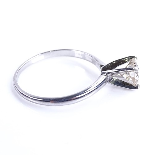 A modern 14ct white gold 1.01ct solitaire diamond ring, in high 4-claw setting, colour approx M/N, - Image 3 of 4