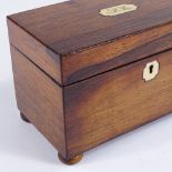 A 19th century rosewood tea caddy, with rosewood mounts, length 19cm