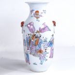 A Chinese white glaze porcelain vase, with painted court figures, height 28cm Good condition