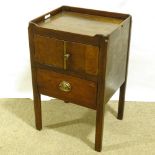 A George III mahogany tray-top bedside cupboard, width 50cm