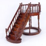2 mahogany staircase design display stands, late 20th century, largest width 45cm