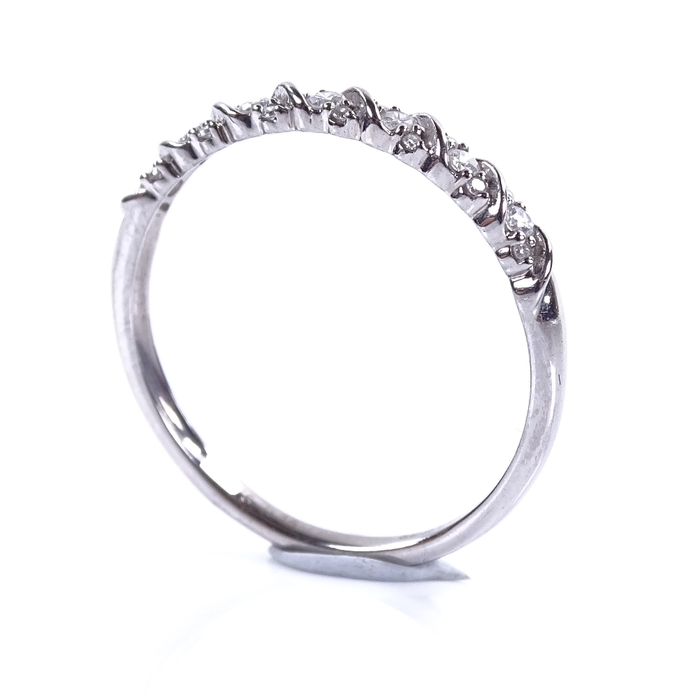 A modern 9ct white gold diamond half eternity ring, total diamond content approx 0.15ct, setting - Image 2 of 5