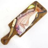 Clive Fredriksson, wood/paint sculpture, fish platter, length 19"