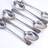 A set of 6 Elizabeth II sterling silver Rat Tail pattern teaspoons, by A Haviland-Nye, hallmarks