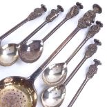 A group of silver Apostle spoons, including sifter spoon, hallmarks London 1904, set of 6 teaspoons,