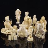 A collection of 19th century Japanese ivory carvings, netsuke and okimono