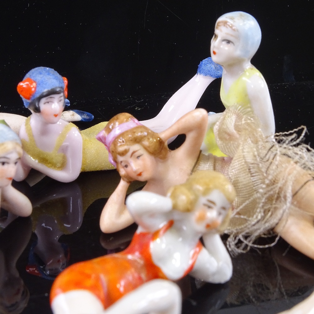 A group of bisque and glazed porcelain bathing dolls, circa 1920, largest length 8cm (8) All perfect - Image 2 of 3