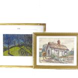 A group of 4 20th century paintings and drawings, various artists, largest 18" x 11", framed (4)