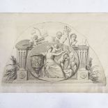 19th century pencil drawing, Classical study, unsigned, sheet size 4.5" x 3.5", unframed Slight