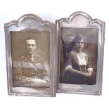 A pair of George V silver-fronted strut photo frames, by Boots Pure Drug Company, hallmarks