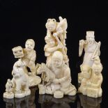 A collection of 19th century Japanese ivory carvings, netsuke and okimono
