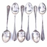 A set of 6 Edward VIII silver Art Deco design teaspoons, by W H Haseler Ltd, hallmarks Birmingham