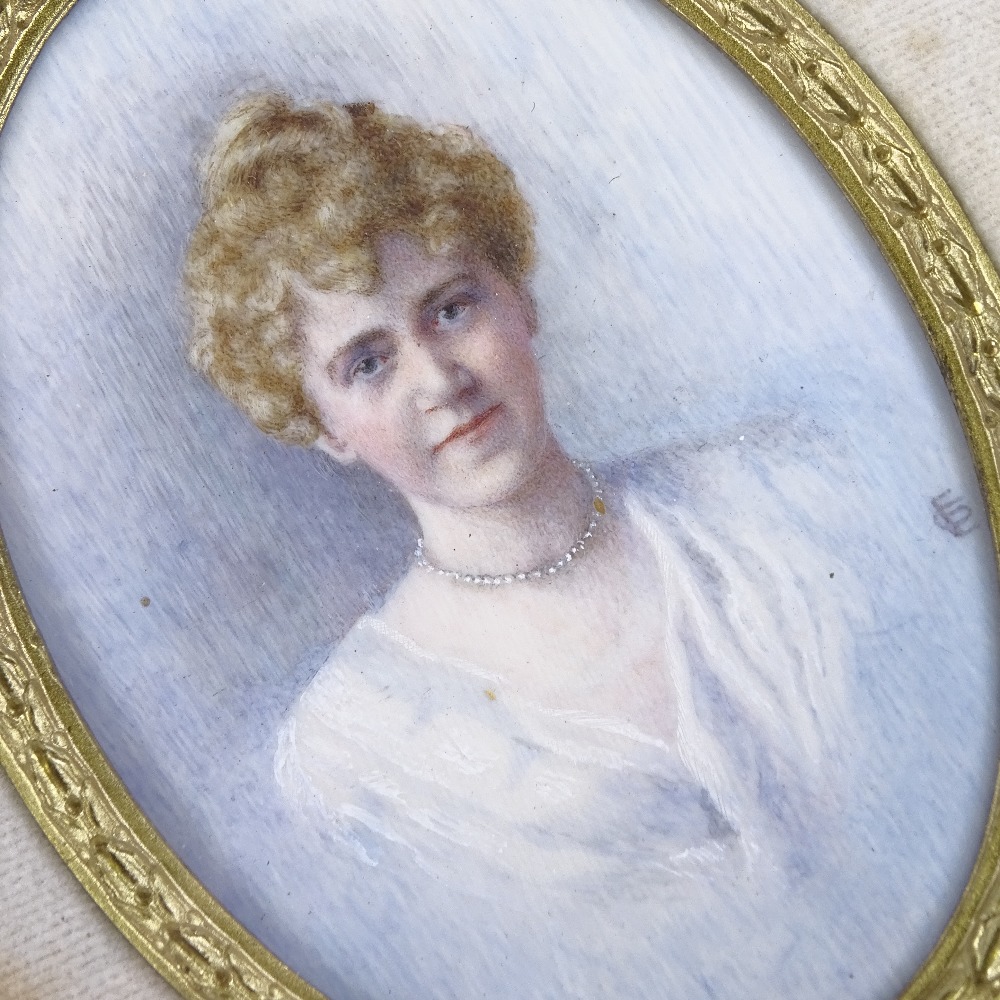 A miniature watercolour portrait on ivory, inscribed on reverse Miss Jeanie Boyle Glasgow by Ethel A - Image 2 of 3