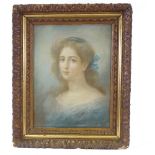 19th century coloured pastels, portrait of a girl, unsigned, 19" x 14", framed Good condition