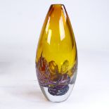 LOUIS THOMPSON (LONDON GLASSBLOWING) - amber blue and red glass vase, height 23cm Perfect condition