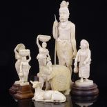 A group of 19th century Indian ivory carvings, tallest height 20cm