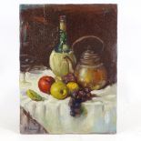 Lev Klin (1887 - 1967), oil, still life, 16" x 12", unframed Good condition