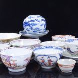 A group of 19th century Chinese porcelain bowls, including a stemmed bowl with 4 character mark,