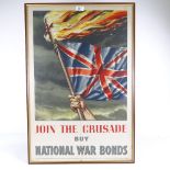 Join The Crusade Buy National War Bonds, original National Savings Committee poster, framed, overall