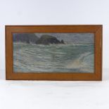 H Griffin, oil on canvas, seascape, signed with monogram, dated 1895, 10" x 20", framed Very good