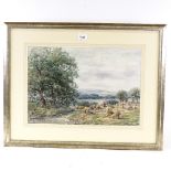 John Hamilton Glass (Scottish 1820 - 1885), watercolour, harvest landscape, signed 13" x 19", framed