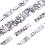 4 Danish sterling silver panel bracelets, all approx 19cm long, 48.2g total (4) All in good
