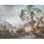 Circle of Paul Sandby (1731 - 1809), watercolour, Arcadian landscape, unsigned, 11" x 15.5", mounted