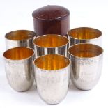 WMF set of gilded graduated beakers in original fitted case, with full marks, case height 5cm