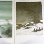 Bernard Charoy, 9 lithographs, landscapes, signed and numbered, sheet size 30" x 21" Good condition,