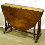 A 19th century walnut oval Sutherland occasional table, width 92cm