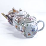 3 Chinese 18th century porcelain teapots (A/F)