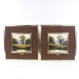 Michael Hill, pair of oils on board, rural scenes, signed, 6.5" x 6.5", framed Good condition