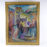 Vuattolo Lucenti (1901 - 1961), oil on canvas, Italian town scene, signed, 31" x 24", framed Very