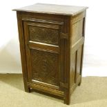 17th/18th century carved and panelled oak cupboard, height 106cm, width 68cm, depth 49cm