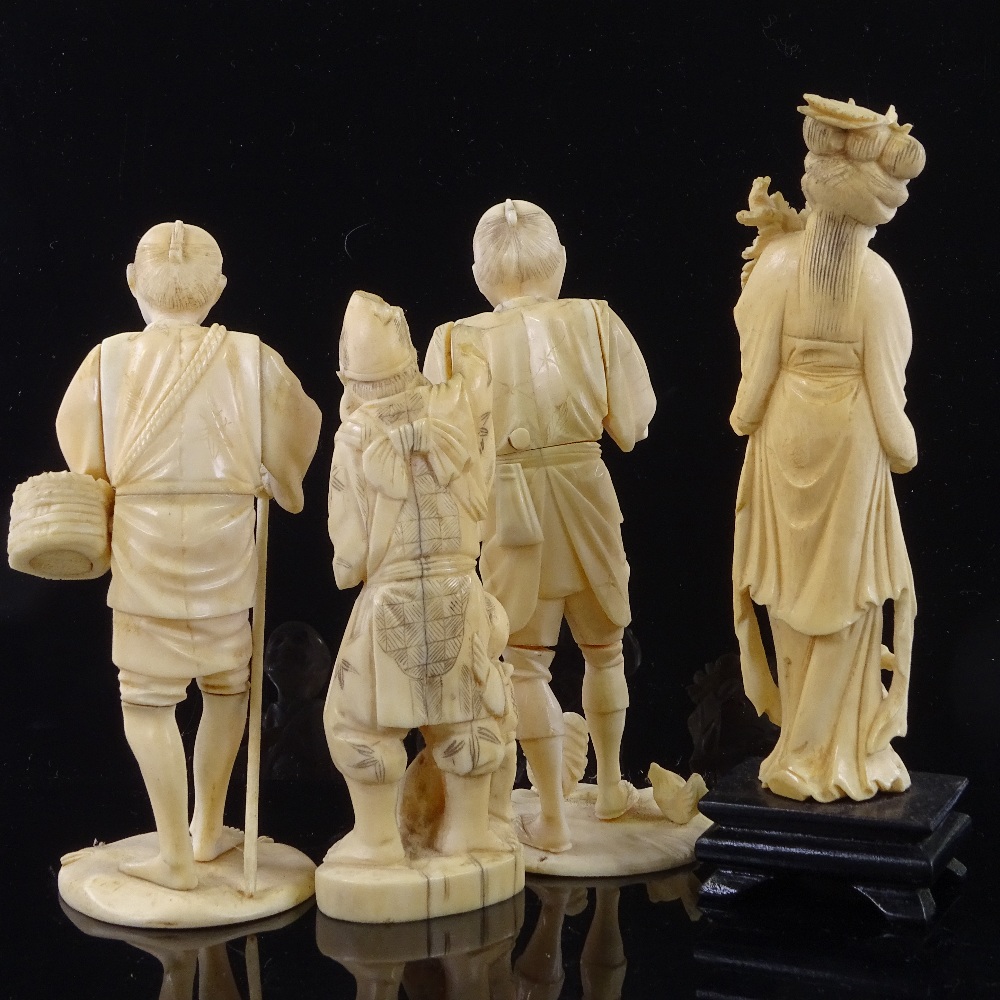 4 Japanese ivory okimono, Meiji Period, largest height 17cm - Image 2 of 3