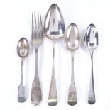 A large quantity of various silver flatware, including tablespoons, dinner forks, teaspoons etc,