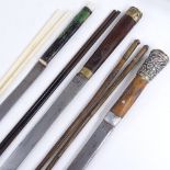 3 sets of Oriental knives and chopsticks in metal-mounted lacquer cases (3)
