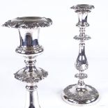 A pair of 19th century electroplate candlesticks, height 27cm