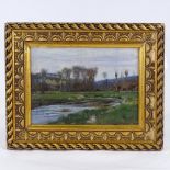 19th century French School, oil on canvas laid on board, impressionist landscape, unsigned, 9" x