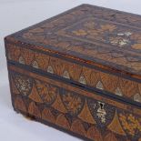 A highly detailed 19th century marquetry inlaid rectangular box, with floral decoration, length 30cm