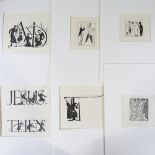 Eric Gill, 9 wood engravings, 1934, together with 2 William Scott and 2 John Piper lithographs,