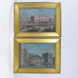 Italian School, pair of gouache paintings, the Doges Palace and Rialto Bridge Venice, unsigned,